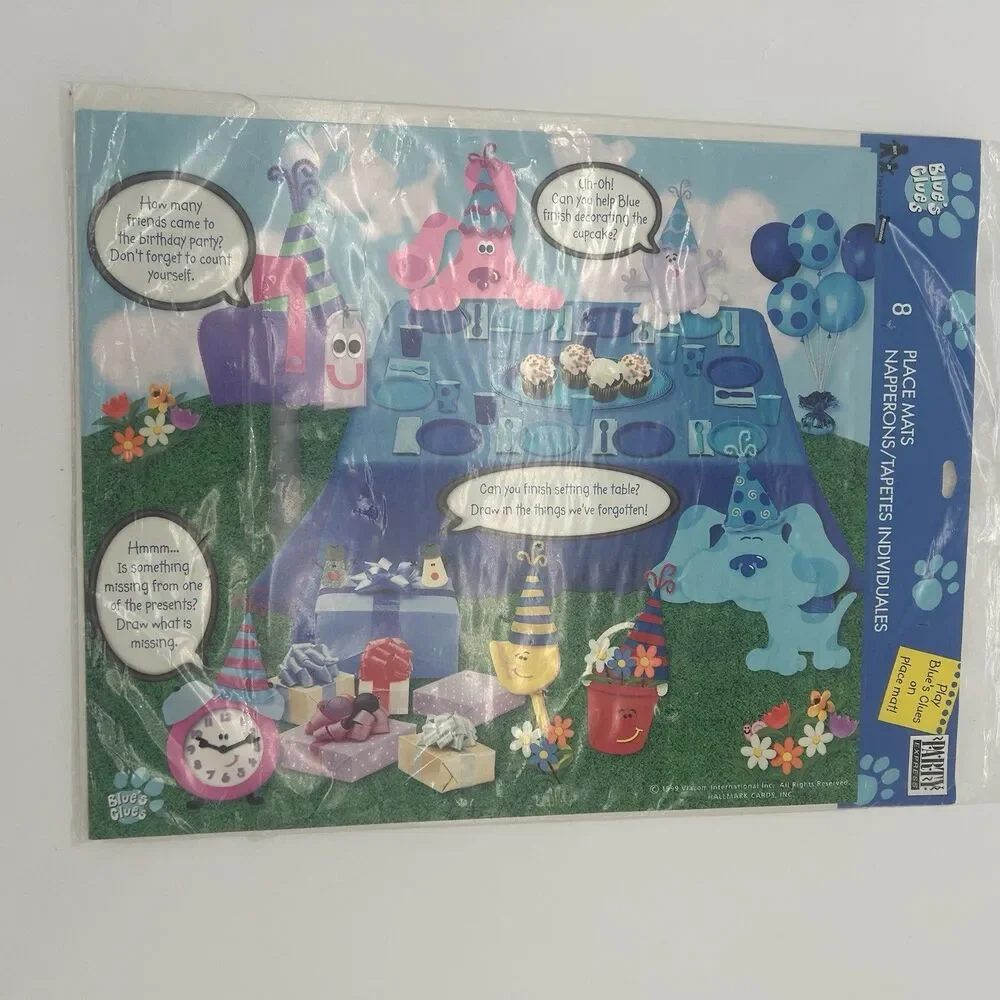 NIP Blues Clues Part Paper Activity  Placemats Set Of 8 Vintage 1999